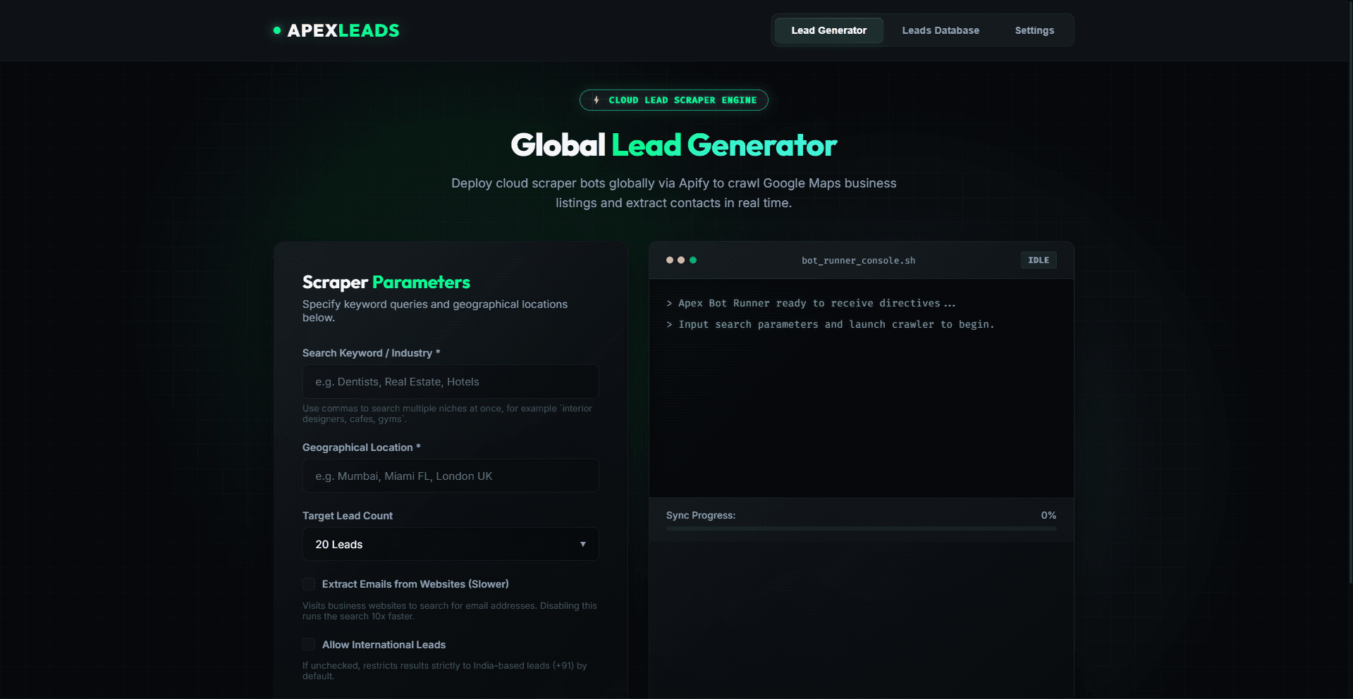 Lead Generator & Scorer Interface